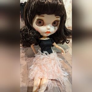 Ballerina dress black top and pink feathery tutu for dolls 11.5"